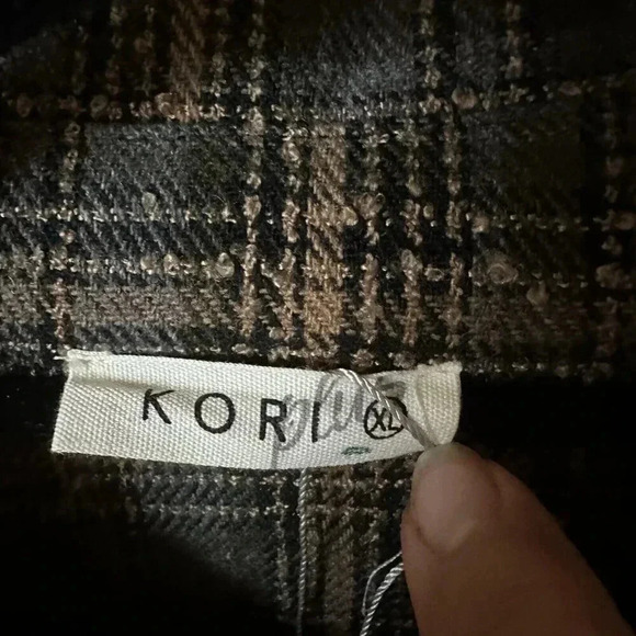 Kori Plus Fringe Button Up Western Cropped Plaid Flannel Jacket Women's XLarge - Picture 5 of 9